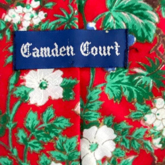 Vintage Christmas Poinsettias Neck Tie Silk Red Floral Career Professional Mens - Picture 5 of 12